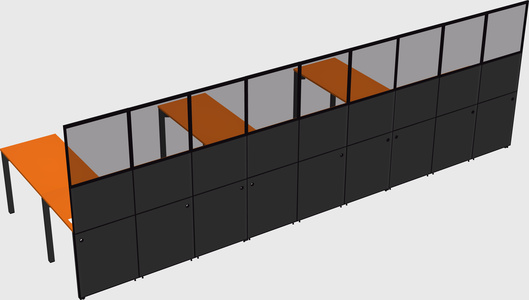 Shared l-shaped cubicle