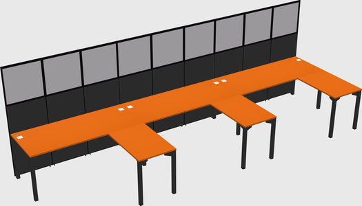 Shared l-shaped cubicle