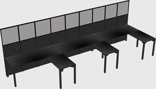 Shared l-shaped cubicle