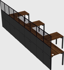 Shared l-shaped cubicle