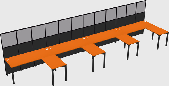 Shared l-shaped cubicle