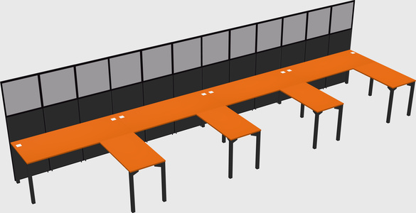 Shared l-shaped cubicle