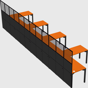 Shared l-shaped cubicle