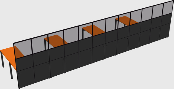 Shared l-shaped cubicle