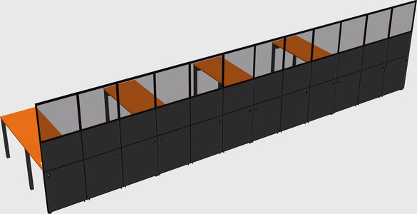 Shared l-shaped cubicle