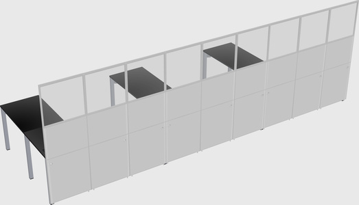 Shared l-shaped cubicle