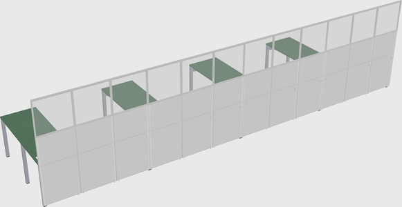 Shared l-shaped cubicle