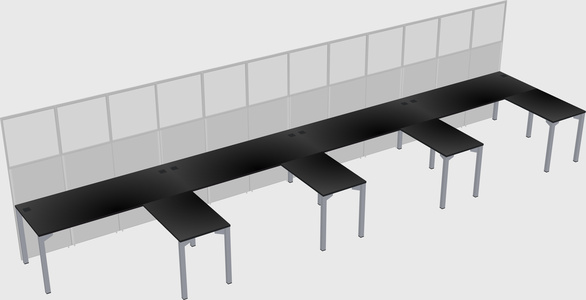 Shared l-shaped cubicle