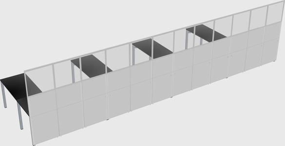 Shared l-shaped cubicle