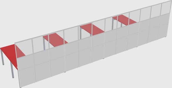 Shared l-shaped cubicle