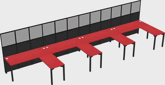 Shared l-shaped cubicle