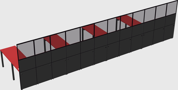 Shared l-shaped cubicle