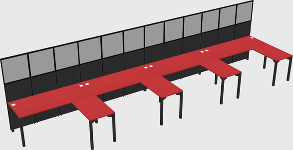 Shared l-shaped cubicle