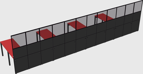 Shared l-shaped cubicle