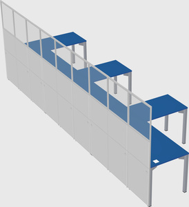 Shared l-shaped cubicle