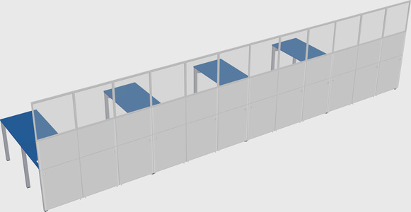 Shared l-shaped cubicle