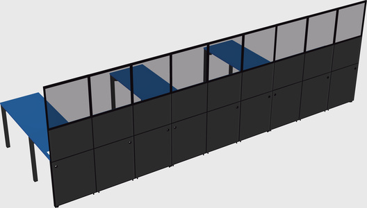 Shared l-shaped cubicle