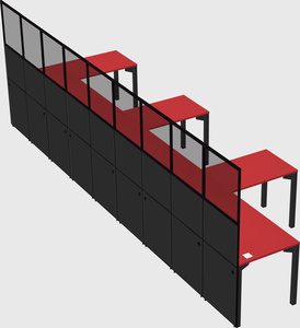 Shared l-shaped cubicle