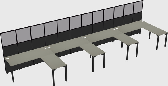 Shared l-shaped cubicle