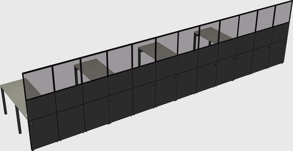 Shared l-shaped cubicle