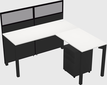 Shared l-shaped cubicle