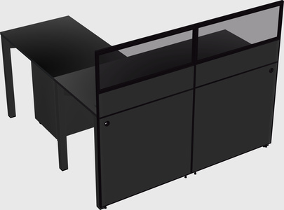 Shared l-shaped cubicle