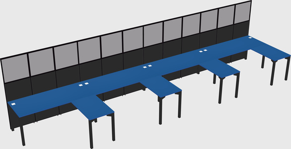 Shared l-shaped cubicle