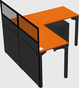 Shared l-shaped cubicle