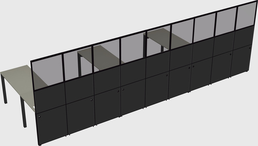 Shared l-shaped cubicle