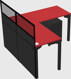 Shared l-shaped cubicle