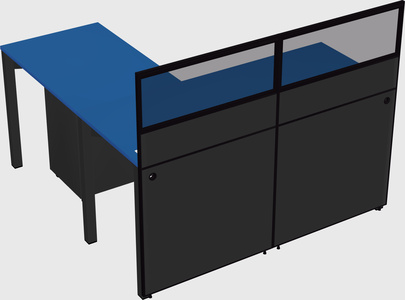 Shared l-shaped cubicle