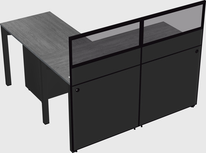 Shared l-shaped cubicle