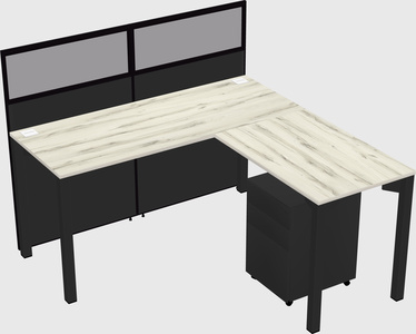 Shared l-shaped cubicle
