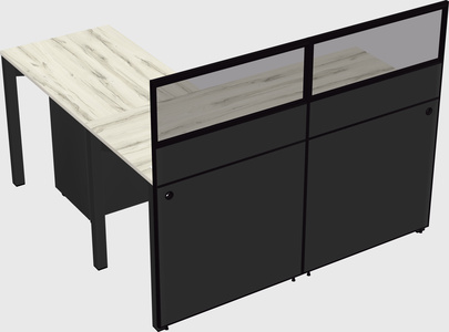 Shared l-shaped cubicle