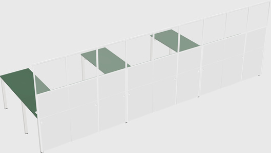 Shared l-shaped cubicle