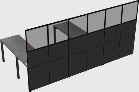 Shared l-shaped cubicle
