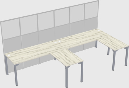 Shared l-shaped cubicle