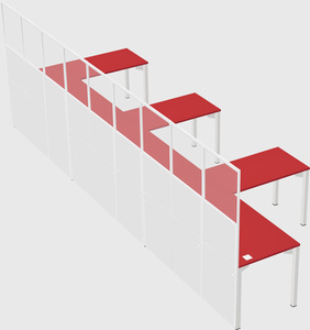 Shared l-shaped cubicle