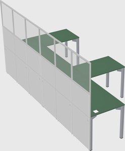 Shared l-shaped cubicle