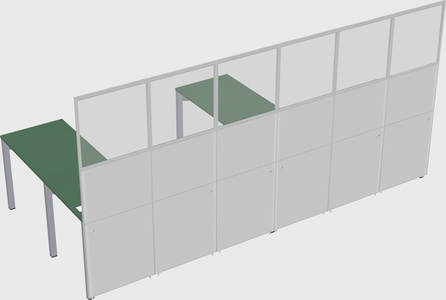 Shared l-shaped cubicle