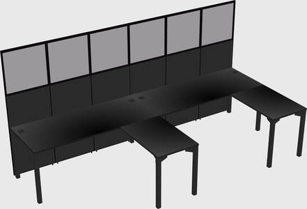 Shared l-shaped cubicle