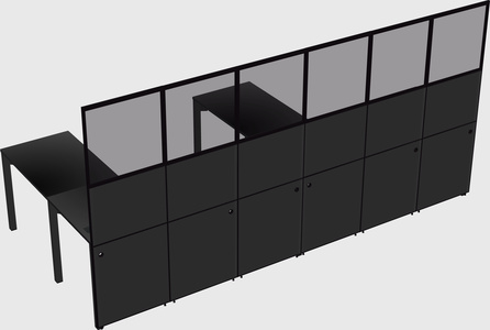 Shared l-shaped cubicle
