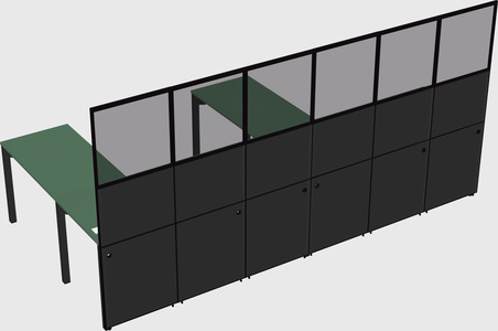 Shared l-shaped cubicle
