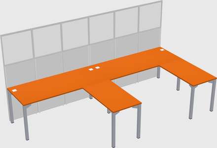 Shared l-shaped cubicle