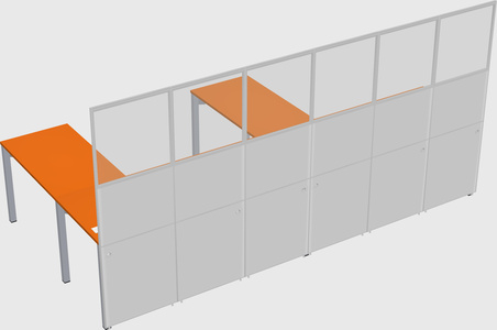 Shared l-shaped cubicle