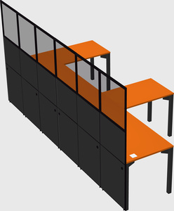 Shared l-shaped cubicle