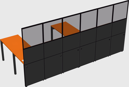 Shared l-shaped cubicle