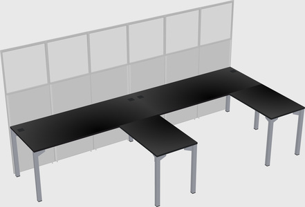 Shared l-shaped cubicle