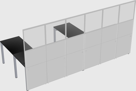 Shared l-shaped cubicle