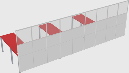 Shared l-shaped cubicle
